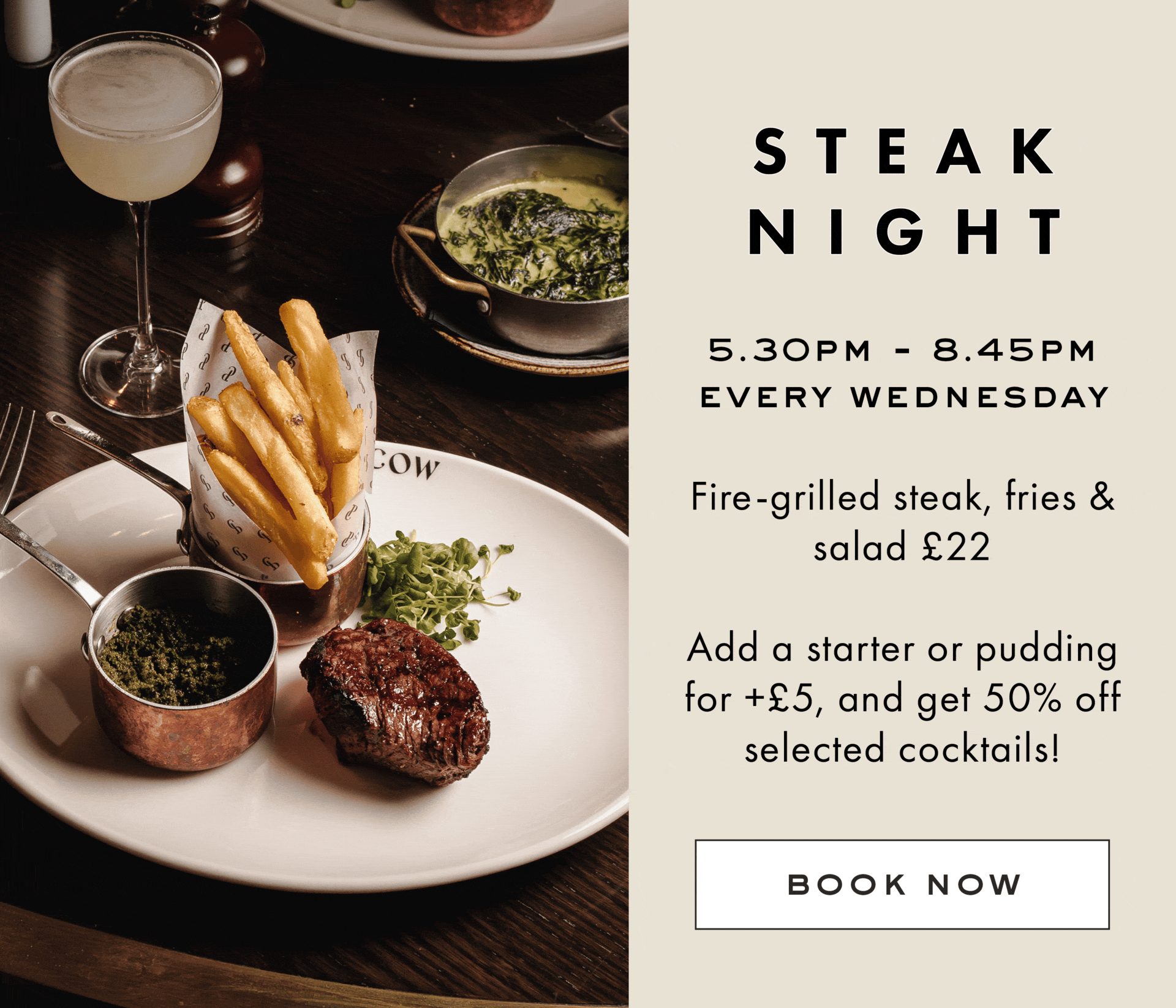 Tuck into Steak Night at Pearly Cow Brighton Opening November 2024